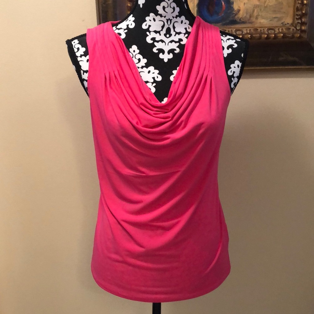 💕 Grace Draped neckline sleeveless pretty in pink stretchy tank top/camisole